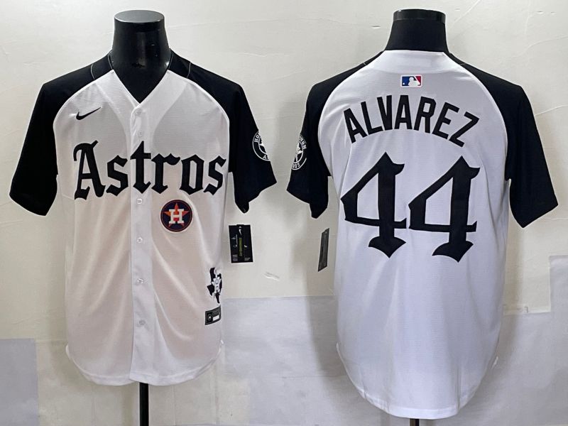 Men 2025 Houston Astros #44 Alvarez White Black Five generations Joint Name Nike MLB Jersey style 10